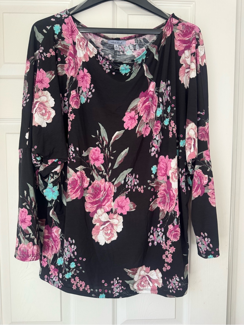 White Birch Vintage Romantic Moody Floral Dolman Tunic Top Like New M